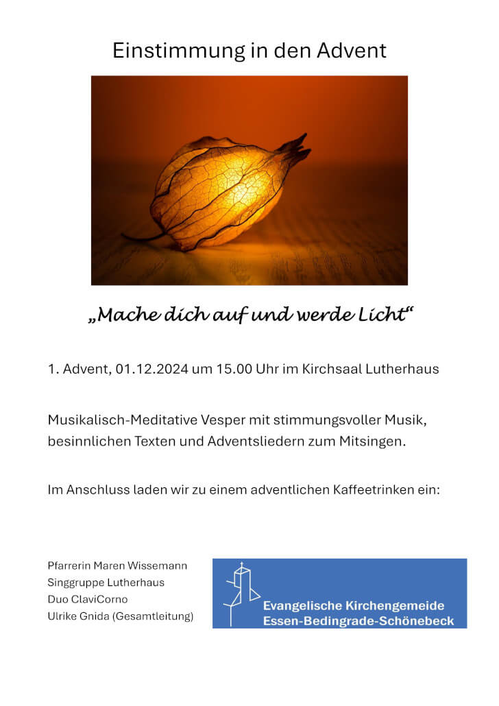 Evgl.Kirchengemeinde-Essen-Bedingrade-Schoenebeck-Plakat-Einstimmung-Advent-2024